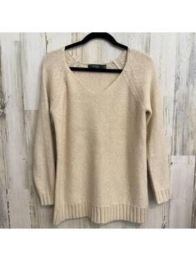 Lauren Ralph Lauren Women's Large Cream Knit Sweater